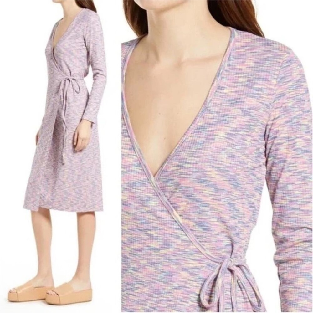 Lisa Says Gah Lucille Wrap Dress Berry Heather Marl Space Dye Size‎ small